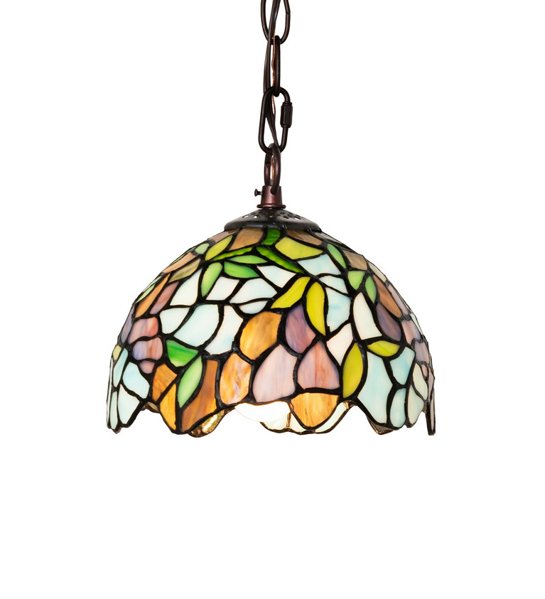 Meyda Tiffany - 270609 - One Light Mini Pendant - Tiffany Wisteria - Mahogany Bronze