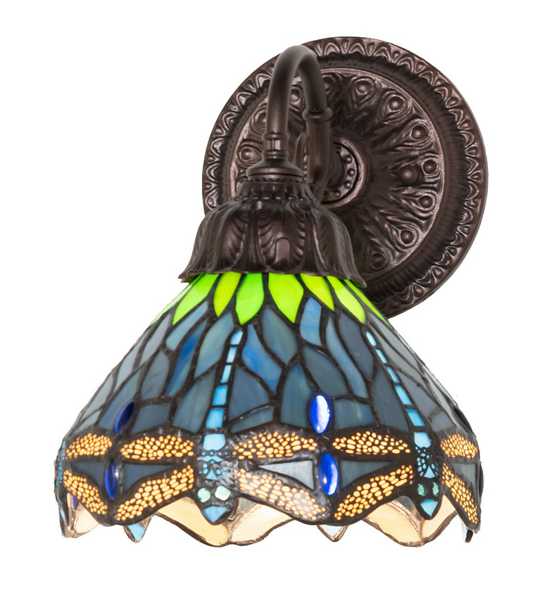 Meyda Tiffany - 270889 - One Light Wall Sconce - Tiffany Hanginghead Dragonfly - Mahogany Bronze