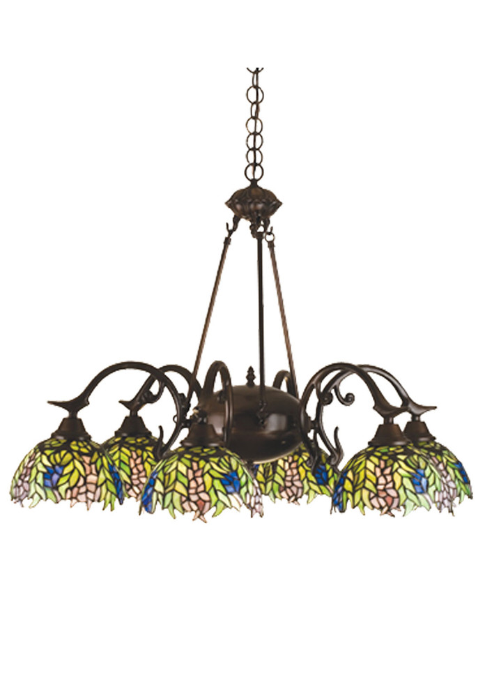 Meyda Tiffany - 27397 - Six Light Chandelier - Tiffany Honey Locust - Mahogany Bronze