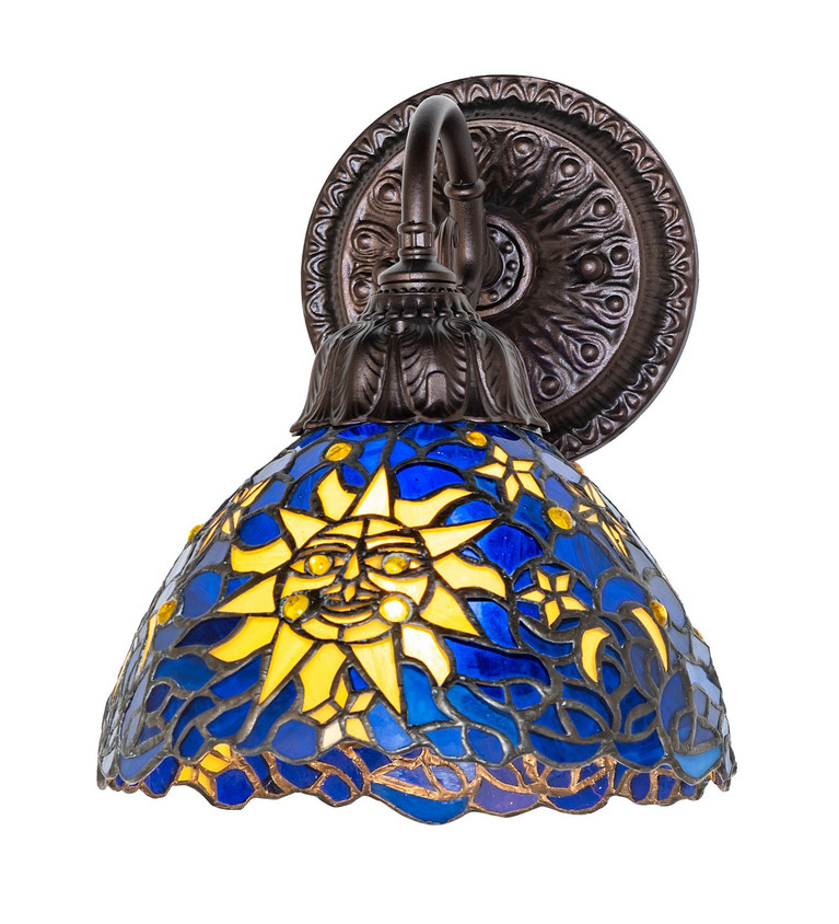 Meyda Tiffany - 274140 - One Light Wall Sconce - Sun Moon & Stars - Mahogany Bronze