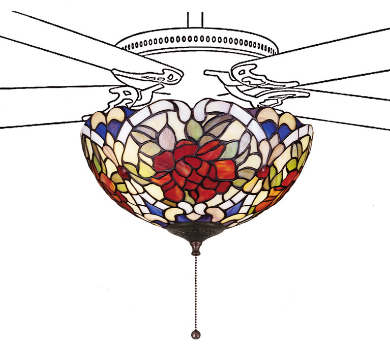 Meyda Tiffany - 27458 - Fan Light Fixture - Renaissance Rose - Mahogany Bronze