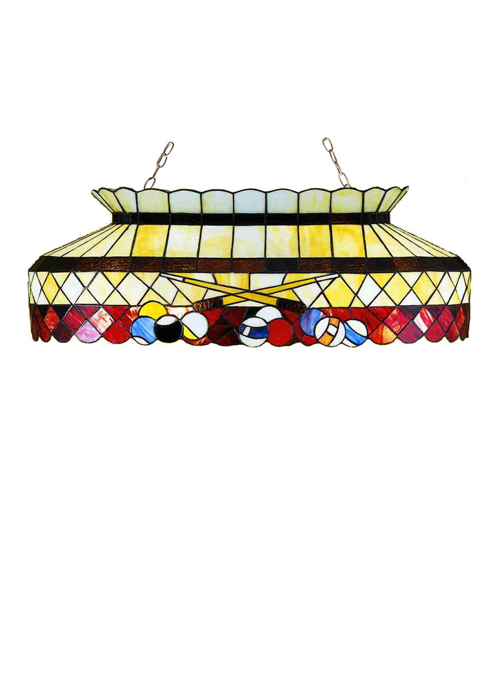 Meyda Tiffany - 27616 - Six Light Oblong Pendant - Burgundy Billiard - Mahogany Bronze