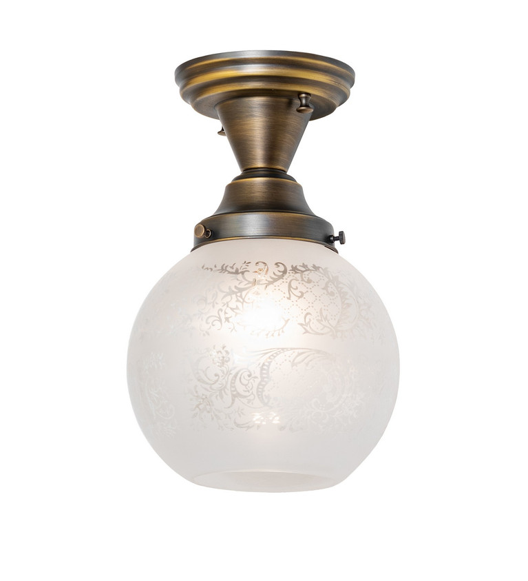 Meyda Tiffany - 278330 - One Light Flushmount - Revival Schoolhouse - Antique Brass