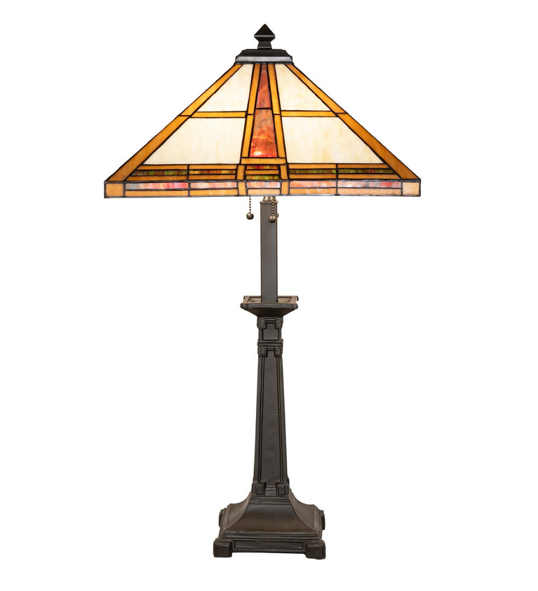 Meyda Tiffany - 282185 - Three Light Table Lamp - Prairie Straw - Mahogany Bronze