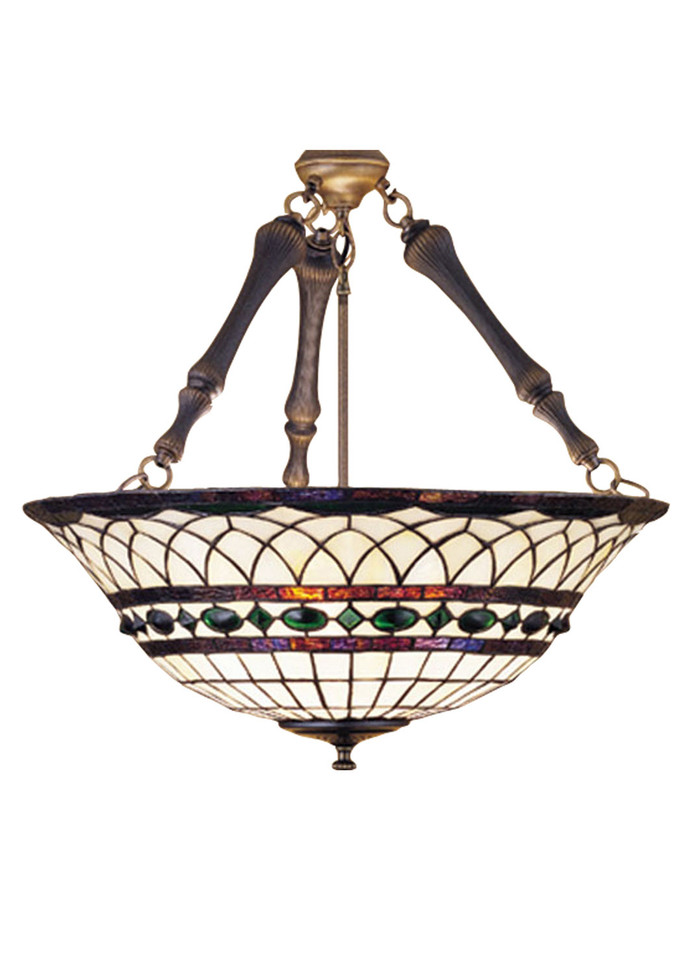 Meyda Tiffany - 30468 - Three Light Inverted Pendant - Tiffany Roman - Mahogany Bronze