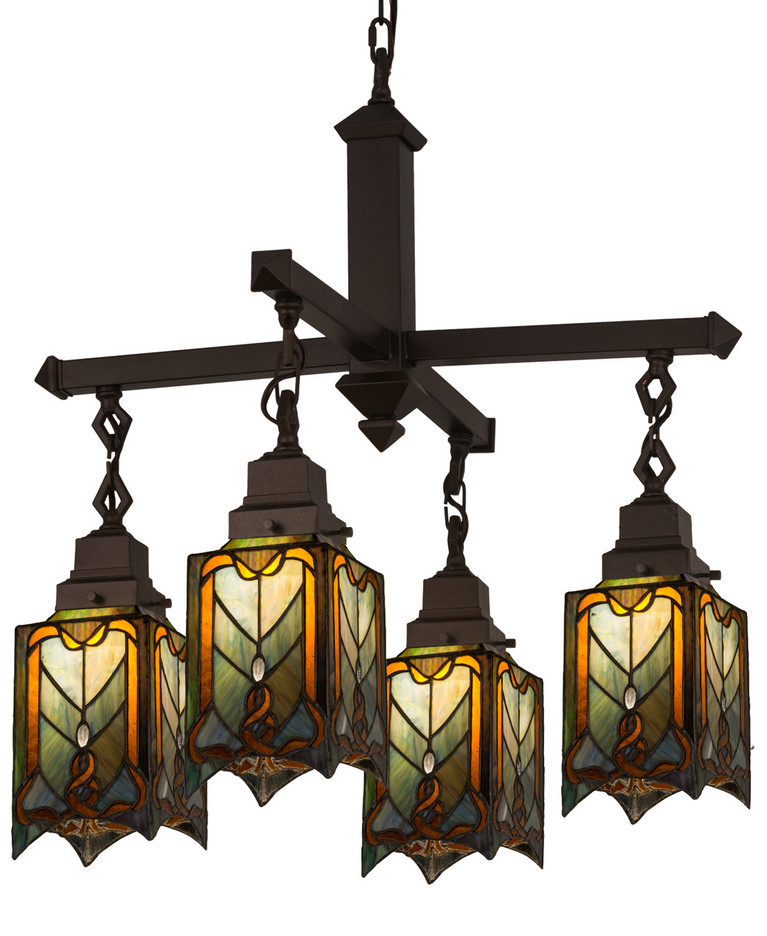Meyda Tiffany - 31756 - Four Light Chandelier - Cottage Mission - Mahogany Bronze