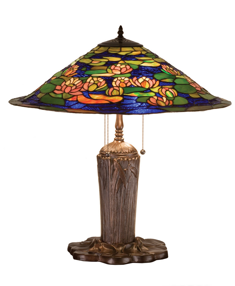 Meyda Tiffany - 32300 - Three Light Table Lamp - Tiffany Pond Lily - Mahogany Bronze