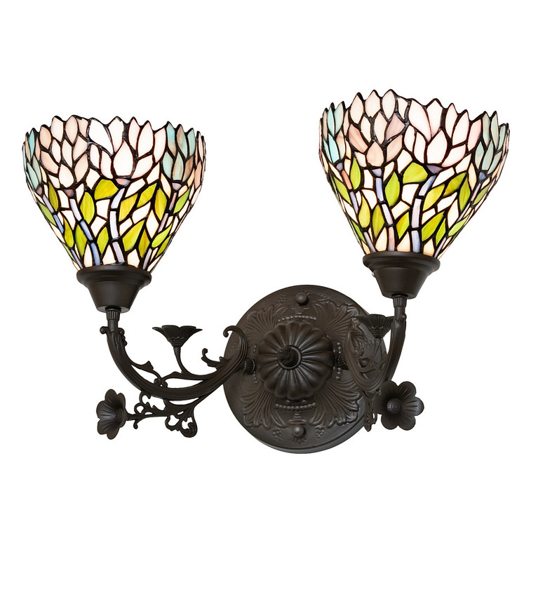 Meyda Tiffany - 36100 - Two Light Wall Sconce - Wisteria - Mahogany Bronze