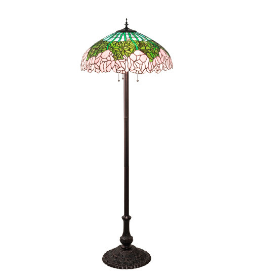 Meyda Tiffany - 37706 - Three Light Floor Lamp - Tiffany Cabbage Rose - Mahogany Bronze