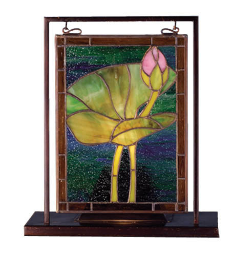 Meyda Tiffany - 68353 - Mini Tabletop Window - Tiffany Pond Lily - RustWrought Iron