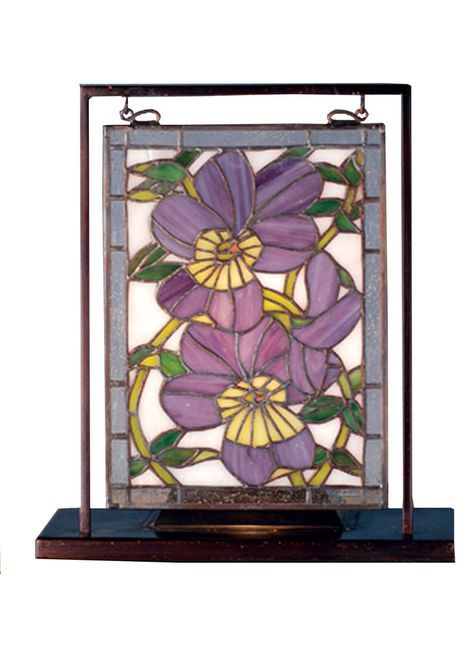 Meyda Tiffany - 68409 - Mini Tabletop Window - Pansies - Antique Copper