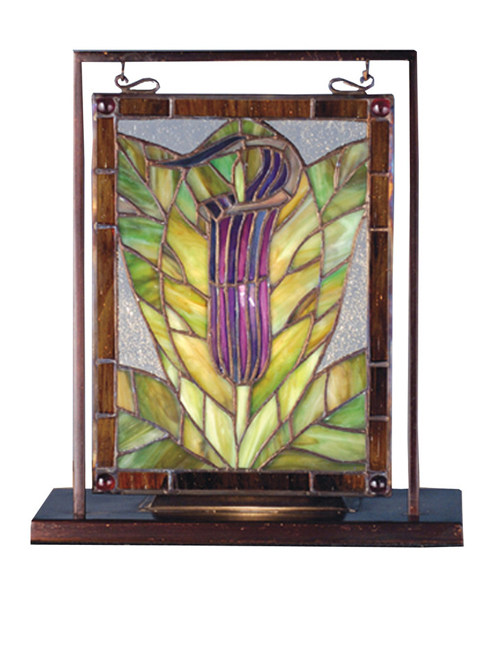 Meyda Tiffany - 68552 - One Light Mini Tabletop Window - Jack-in-the-Pulpit - Zasdy Purple/Blue Pr Xag