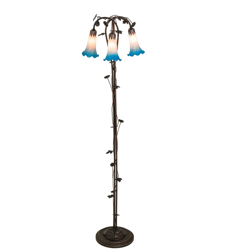 Meyda Tiffany - 71882 - Three Light Floor Lamp - Pink/Blue - Mahogany Bronze