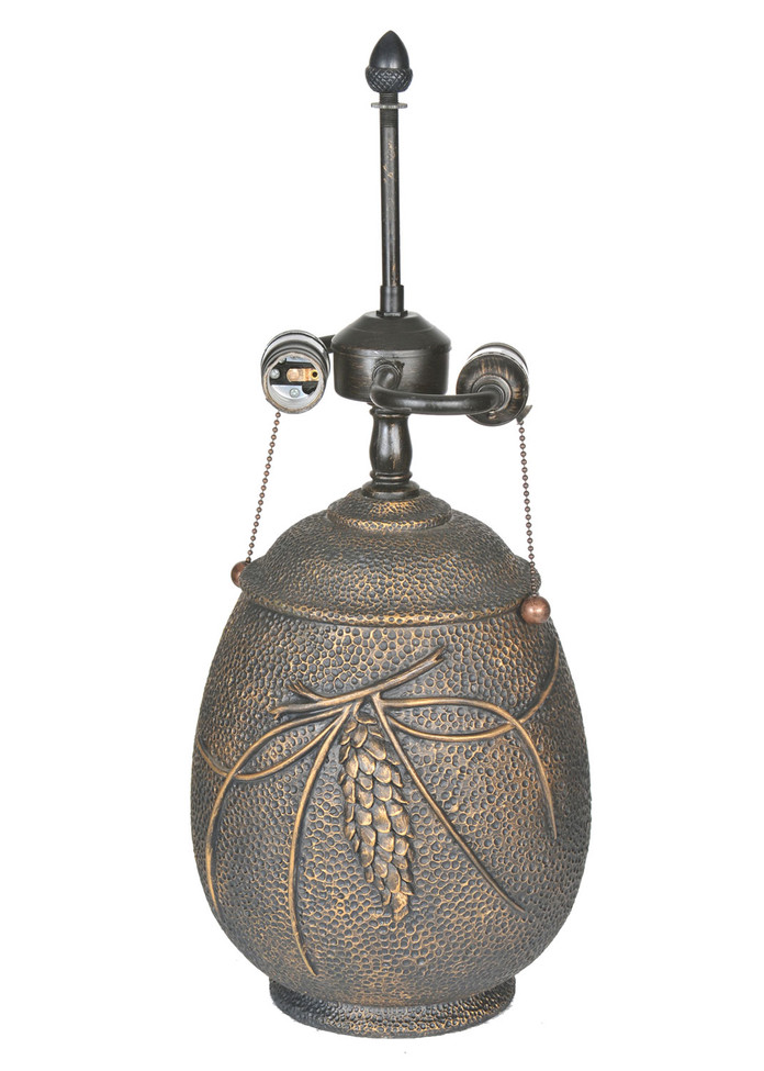 Meyda Tiffany - 72546 - Two Light Table Base Hardware - Pinecone - Textured Antique Brass