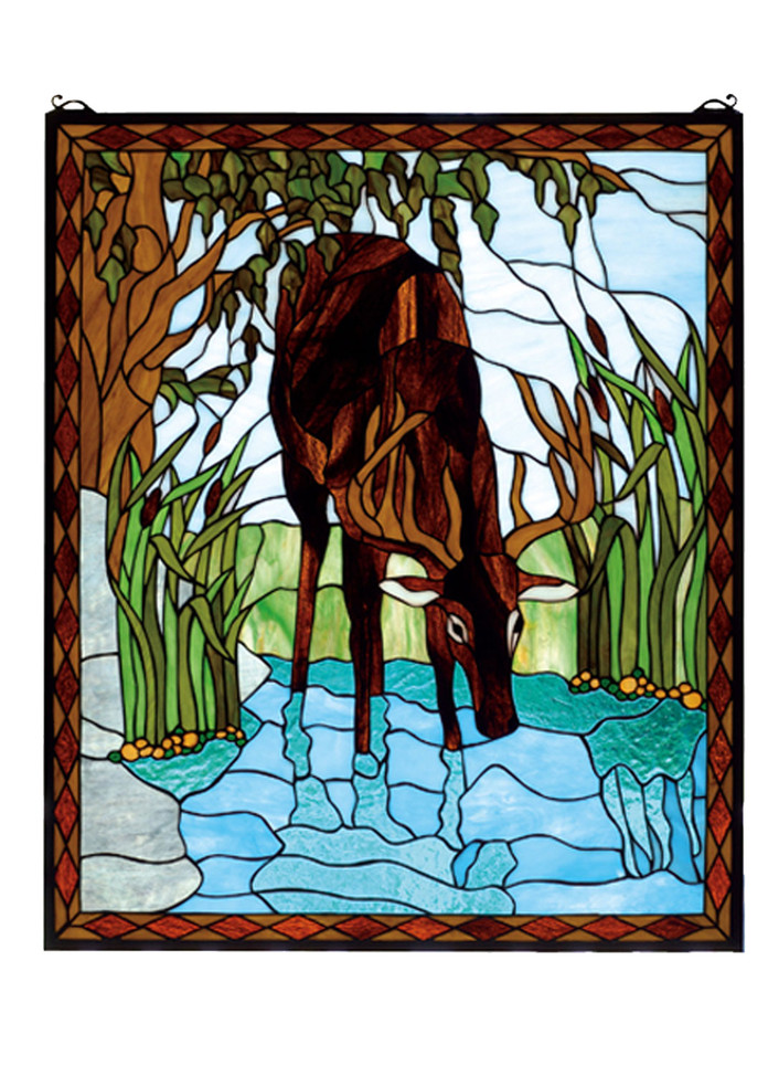 Meyda Tiffany - 72936 - Window - Deer - Aq Amber Lt Blue