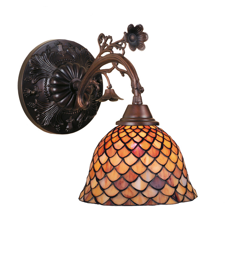 Meyda Tiffany - 74044 - One Light Wall Sconce - Fishscale - Mahogany Bronze