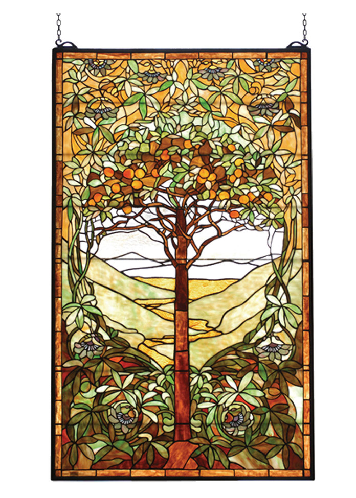 Meyda Tiffany - 74065 - Window - Tiffany Tree of Life - Beige Avocado Orange Amber