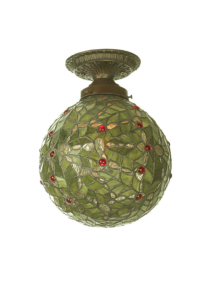 Meyda Tiffany - 81754 - One Light Flushmount - Holly Ball - Mahogany Bronze