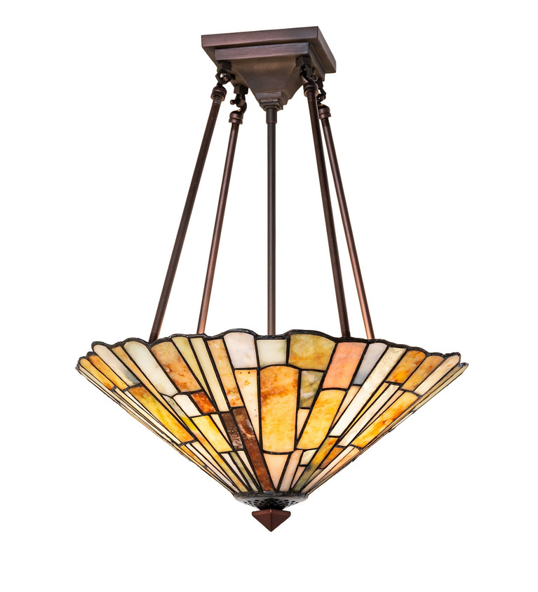 Meyda Tiffany - 82749 - Four Light Semi-Flushmount - Delta - Mahogany Bronze