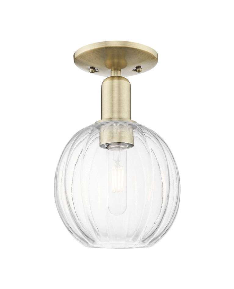 Innovations - 716-1C-AB-G458-7CL - One Light Semi-Flush Mount - Arcadia - Antique Brass