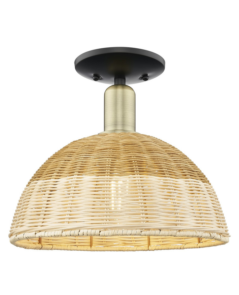 Innovations - 716-1C-BAB-NBD2-12-NAT - One Light Semi-Flush Mount - Arcadia - Black Antique Brass