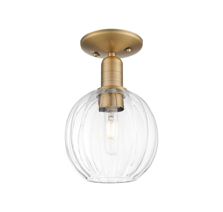 Innovations - 716-1C-BB-G458-7CL - One Light Semi-Flush Mount - Arcadia - Brushed Brass