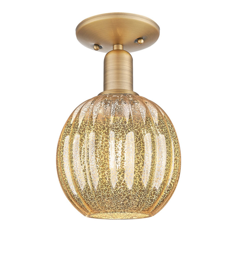Innovations - 716-1C-BB-G458-7ME - One Light Semi-Flush Mount - Arcadia - Brushed Brass