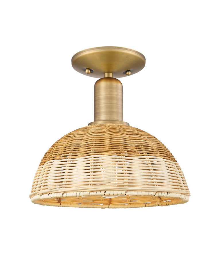 Innovations - 716-1C-BB-NBD2-9-NAT - One Light Semi-Flush Mount - Arcadia - Brushed Brass