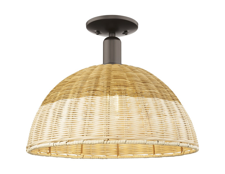 Innovations - 716-1C-OB-NBD2-16-NAT - One Light Semi-Flush Mount - Arcadia - Oil Rubbed Bronze
