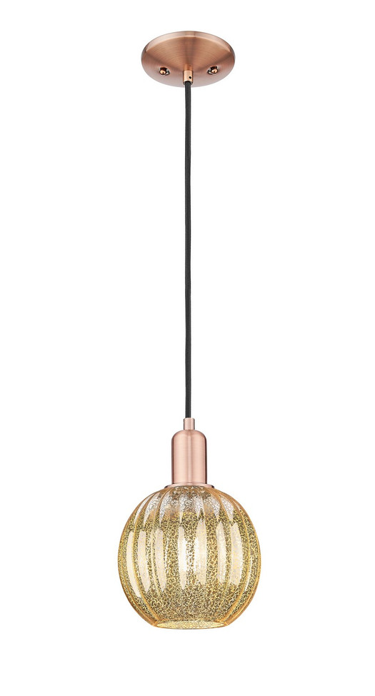 Innovations - 716-1P-AC-G458-7ME - One Light Mini Pendant - Arcadia - Antique Copper
