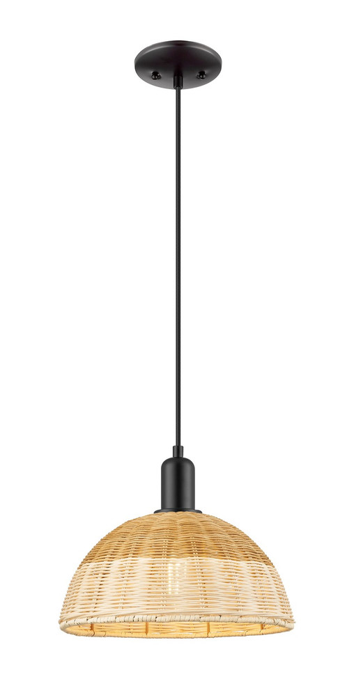 Innovations - 716-1P-BK-NBD2-12-NAT - One Light Mini Pendant - Arcadia - Matte Black