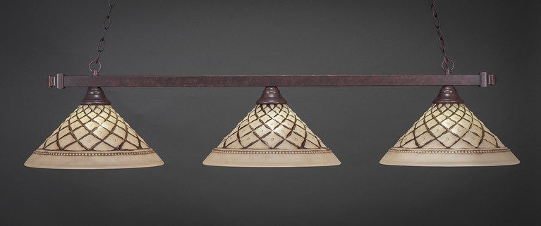 Toltec Lighting - 803-DG-718 - Three Light Billiard Bar - Square - Dark Granite