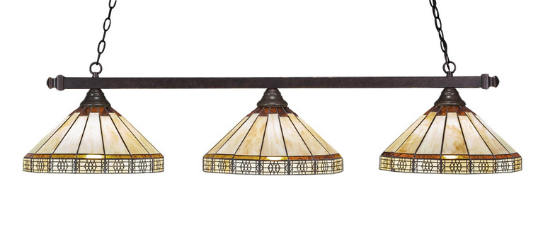 Toltec Lighting - 803-DG-964 - Three Light Billiard/Island - Square - Dark Granite