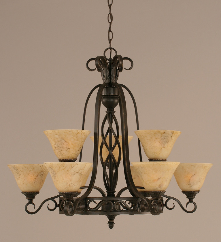 Toltec Lighting - 869-DG-508 - Nine Light Chandelier - Eleganté - Dark Granite