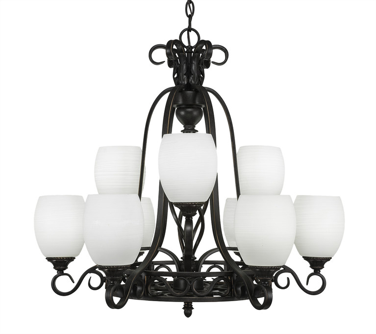 Toltec Lighting - 869-DG-615 - Nine Light Chandelier - Eleganté - Dark Granite