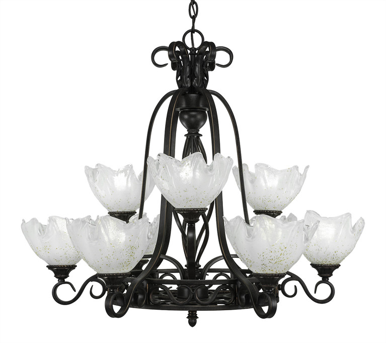 Toltec Lighting - 869-DG-755 - Nine Light Chandelier - Eleganté - Dark Granite