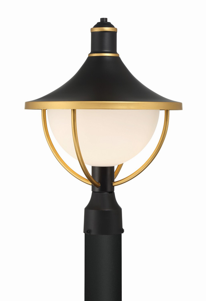 Crystorama - ATL-709-MK-TG - One Light Outdoor Post Mount - Atlas - Matte Black + Textured Gold