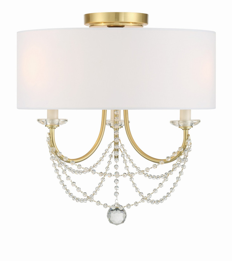 Crystorama - DEL-90803-AG_CEILING - Three Light Semi Flush Mount - Delilah - Aged Brass