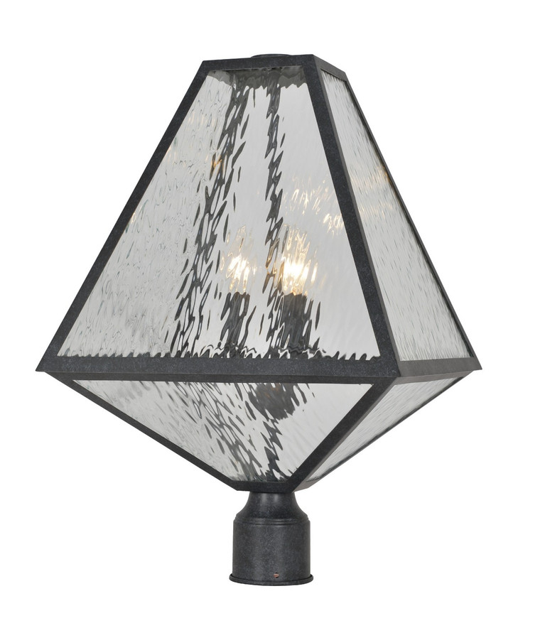 Crystorama - GLA-9709-WT-BC - Three Light Outdoor Post Mount - Glacier - Black Charcoal