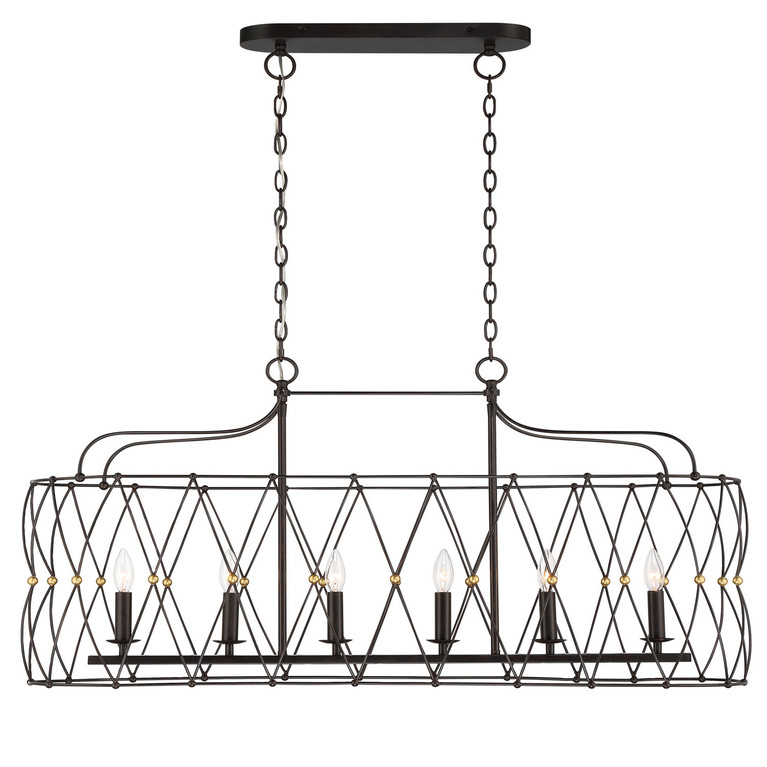 Crystorama - ZUC-A9037-EB-GA - Six Light Chandelier - Zucca - English Bronze + Antique Gold