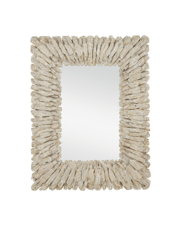 Currey and Company - 1000-0150 - Mirror - Beachhead - Whitewashed Driftwood