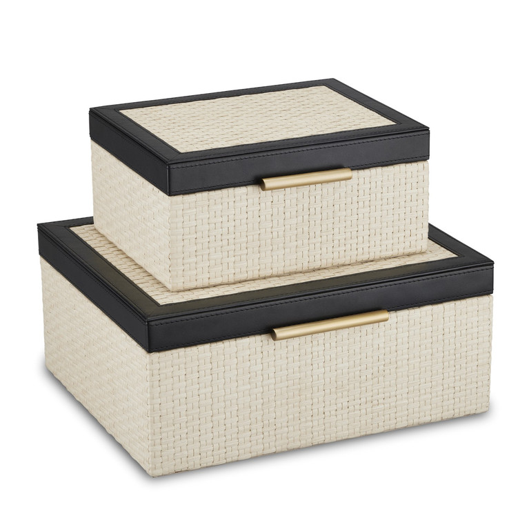 Currey and Company - 1200-0668 - Box Set of 2 - Deanna - Ivory/Black/Brushed Brass/Beige