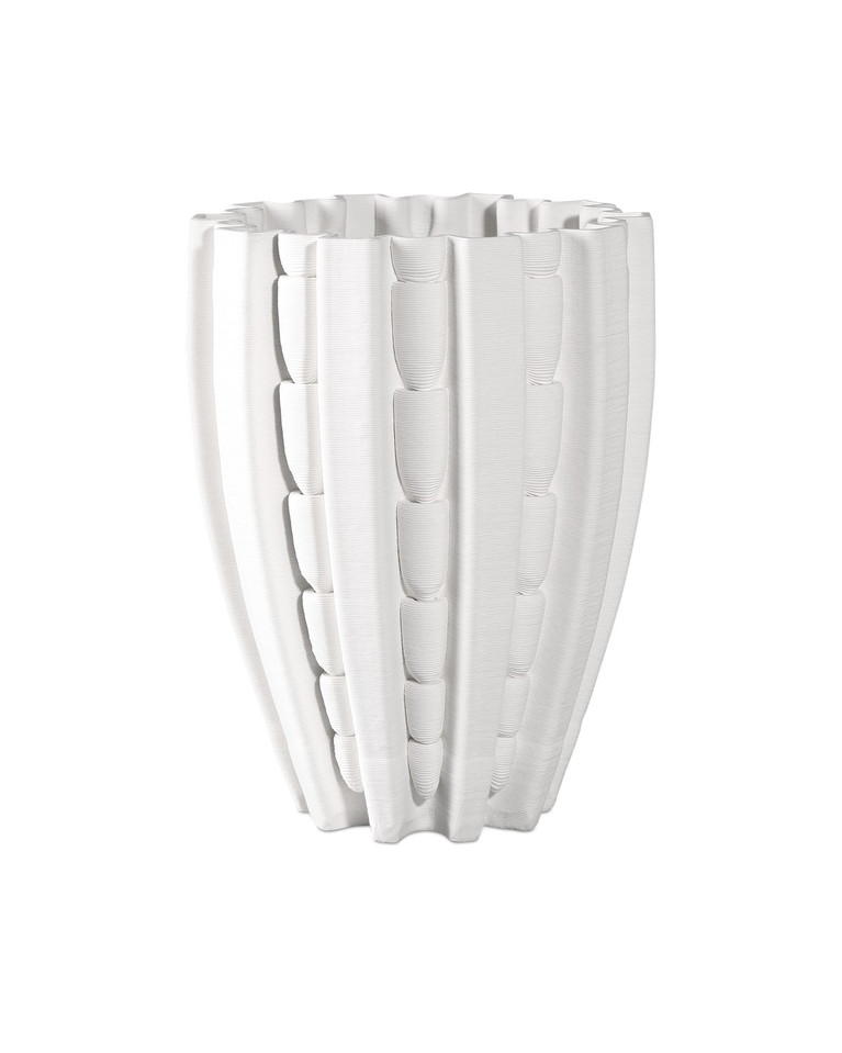 Currey and Company - 1200-0786 - Vase - Fluted Collection - White