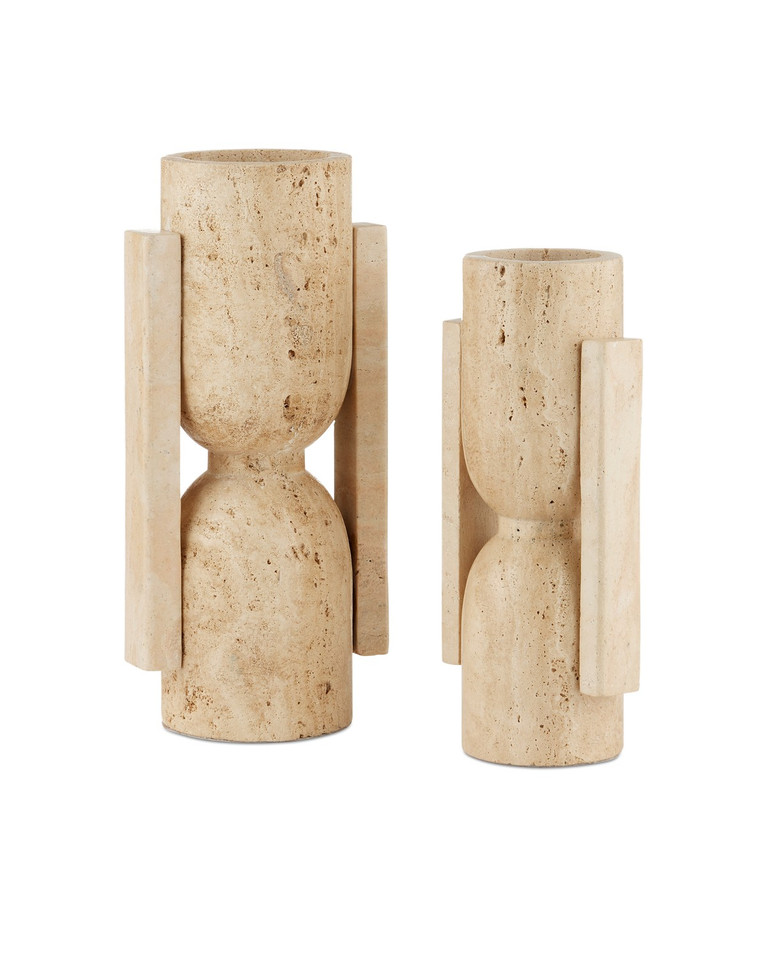 Currey and Company - 1200-0815 - Vase - Stone Vase Face to Face Set of 2 - Natural
