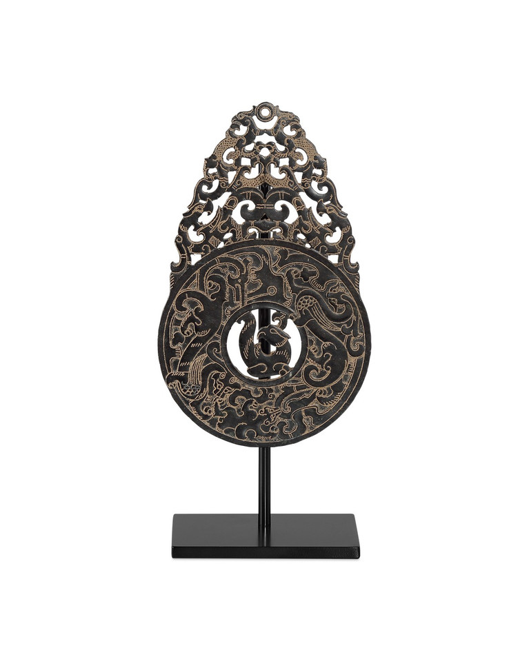 Currey and Company - 1200-0862 - Han Dynasty Jade Symbol - Han Dynasty Collection - Bronze/Black