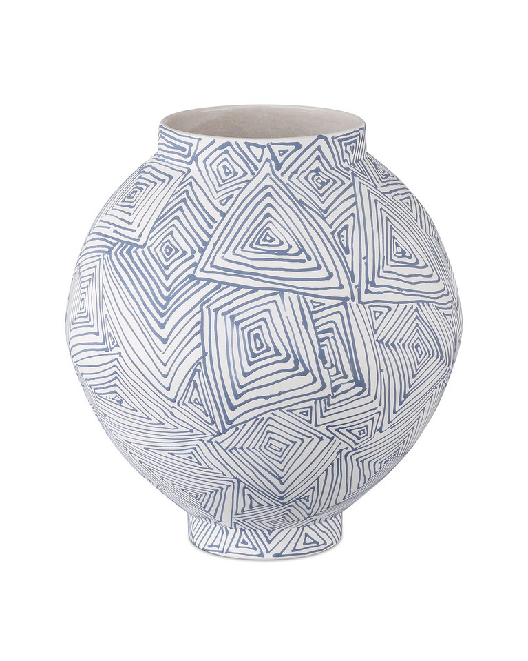Currey and Company - 1200-0866 - Vase - Blue Zag - Blue/White