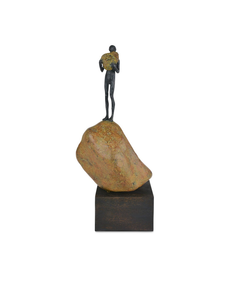 Currey and Company - 1200-0910 - Man on Rock - Man on Rock - Brown/Bronze/Green