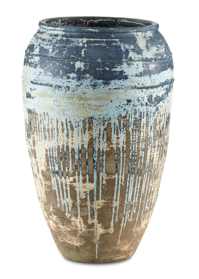 Currey and Company - 2200-0007 - Planter - Catania - Antique White/Blue Drip