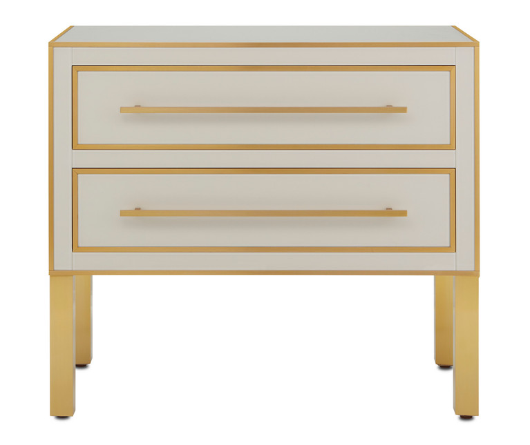 Currey and Company - 3000-0184 - Chest - Arden Collection - Ivory/Satin Brass