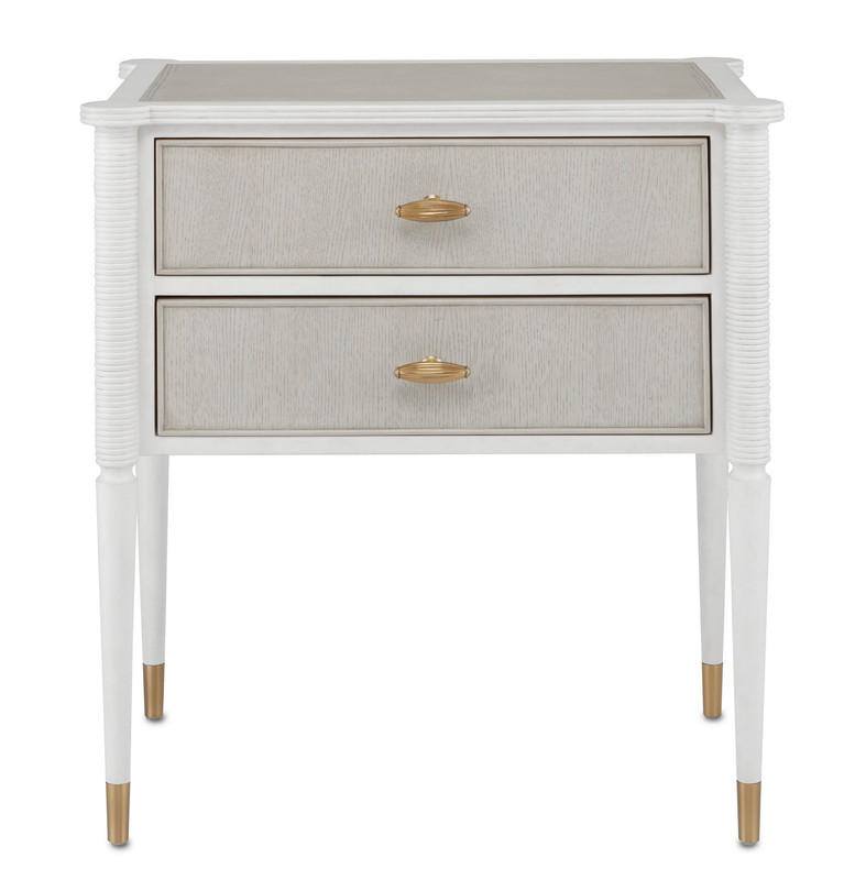 Currey and Company - 3000-0191 - Nightstand - Aster - Off-White/Fog/Brass